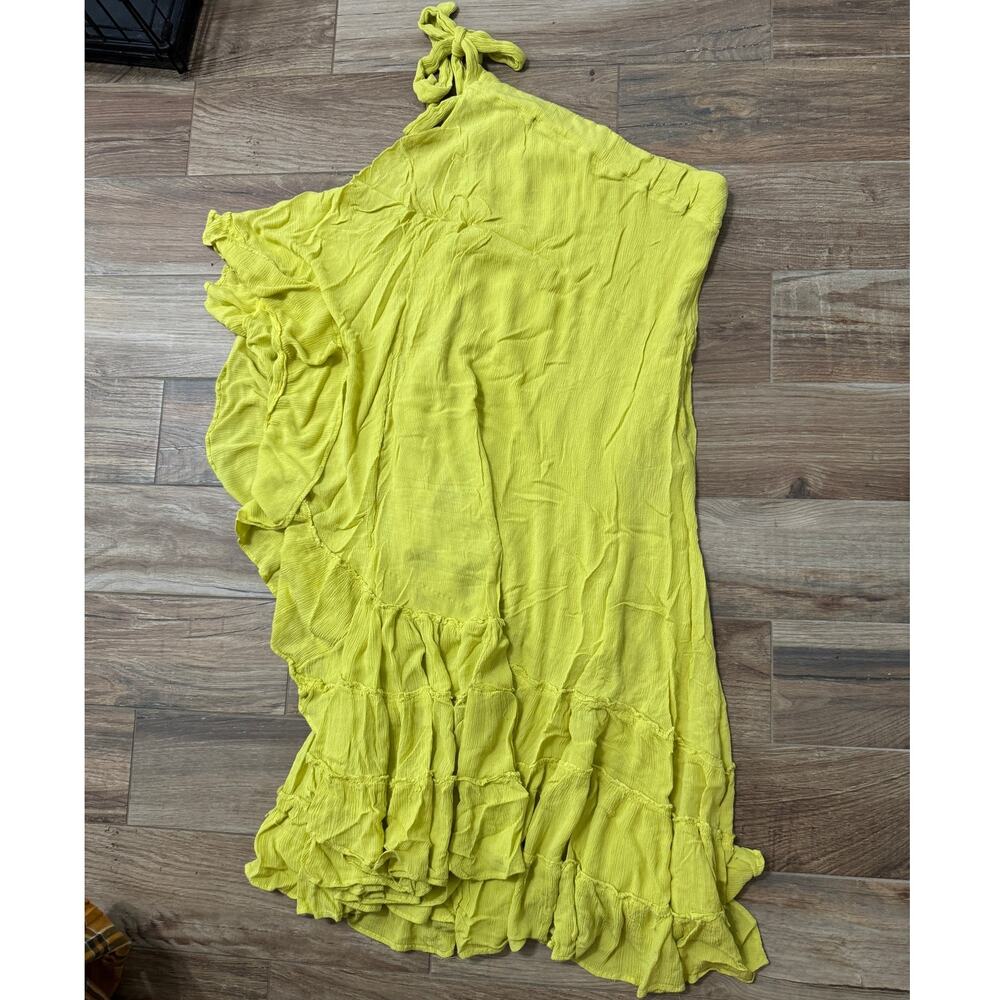 Free People Lime Green Ruffle One-Shoulder Maxi Dress - Picture 2 of 4